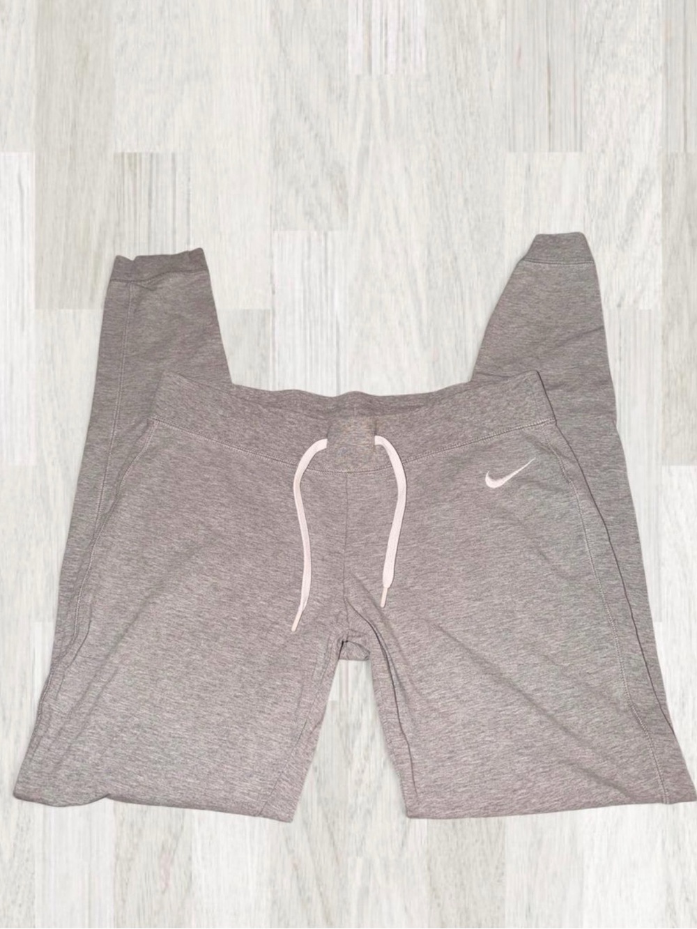 Nike Light Gray Athletic Shorts with White Drawstring